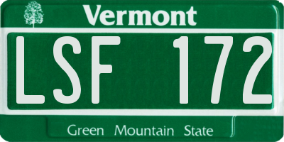 VT license plate LSF172