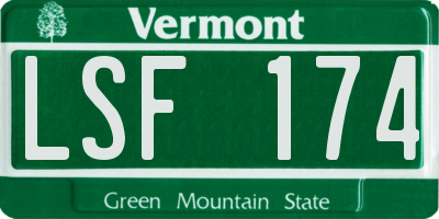 VT license plate LSF174