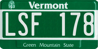 VT license plate LSF178