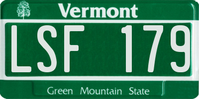 VT license plate LSF179