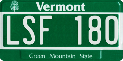 VT license plate LSF180