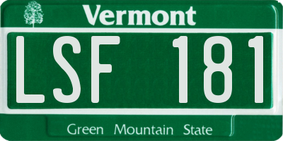 VT license plate LSF181