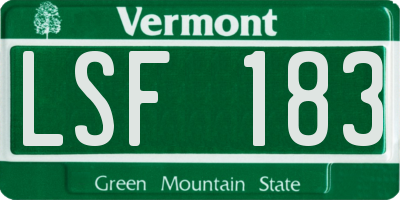 VT license plate LSF183