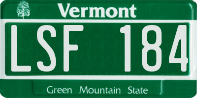 VT license plate LSF184
