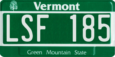 VT license plate LSF185