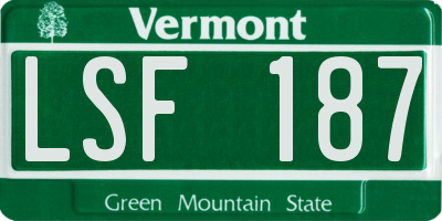 VT license plate LSF187