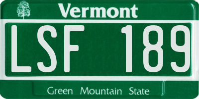 VT license plate LSF189