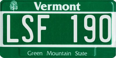 VT license plate LSF190