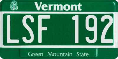 VT license plate LSF192
