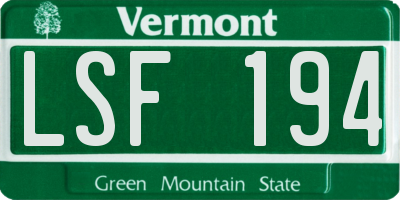VT license plate LSF194