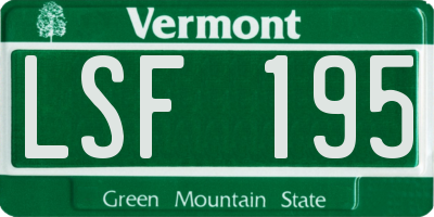 VT license plate LSF195