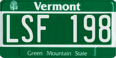 VT license plate LSF198