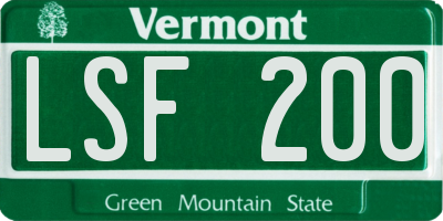 VT license plate LSF200