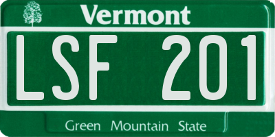VT license plate LSF201