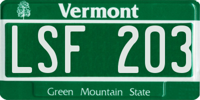 VT license plate LSF203