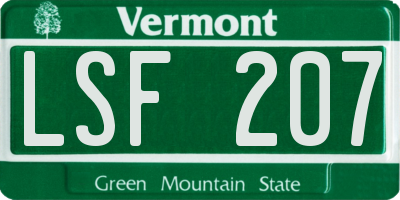 VT license plate LSF207