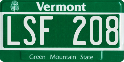 VT license plate LSF208