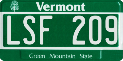 VT license plate LSF209