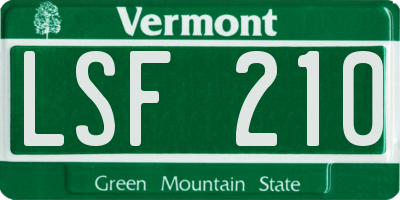 VT license plate LSF210