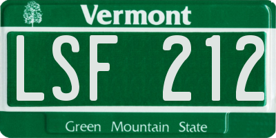 VT license plate LSF212