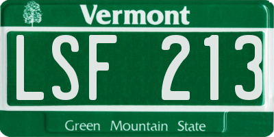 VT license plate LSF213