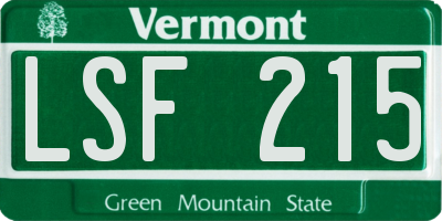 VT license plate LSF215