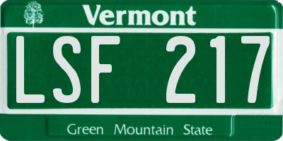 VT license plate LSF217