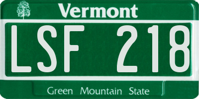 VT license plate LSF218
