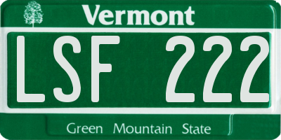 VT license plate LSF222