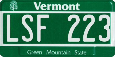 VT license plate LSF223