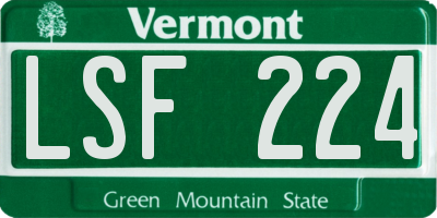 VT license plate LSF224