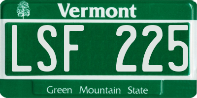 VT license plate LSF225