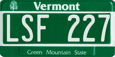 VT license plate LSF227