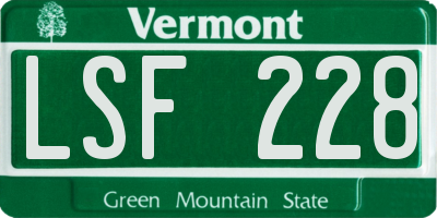 VT license plate LSF228