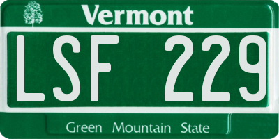 VT license plate LSF229