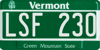 VT license plate LSF230