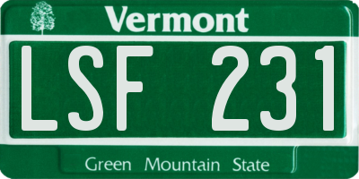 VT license plate LSF231