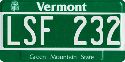 VT license plate LSF232