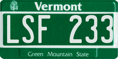 VT license plate LSF233