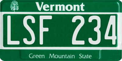 VT license plate LSF234
