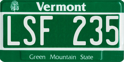 VT license plate LSF235