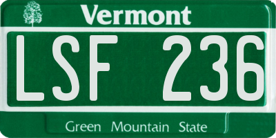 VT license plate LSF236