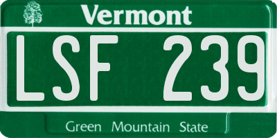 VT license plate LSF239