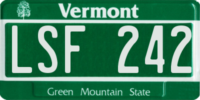 VT license plate LSF242