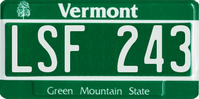 VT license plate LSF243