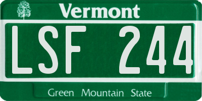 VT license plate LSF244