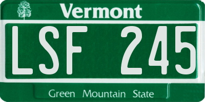 VT license plate LSF245