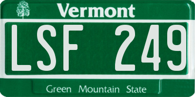 VT license plate LSF249