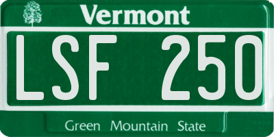 VT license plate LSF250