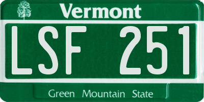 VT license plate LSF251